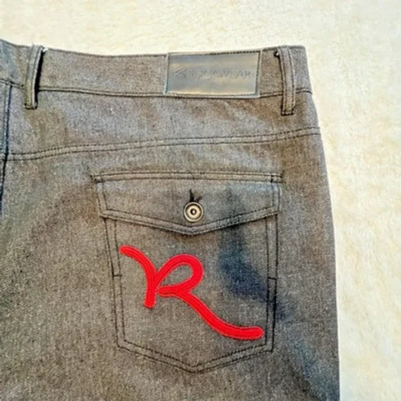 Rocawear Jeans 48x31 Classic Fit BLACK Embroidered Flap Pockets Y2k Baggy Wide - Picture 3 of 10